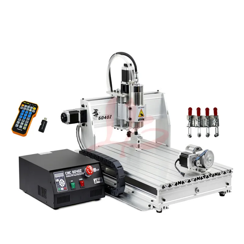 4 Axis CNC 6040 Z-S80 engraver router milling lathe machine with rotary axis and 1.5KW spindle, four axis cnc6040 for 3d cnc
4 Axis CNC 6040 Z-S80 engraver router milling lathe machine with rotary axis and 1.5KW spindle, four axis cnc6040 for 3d cnc