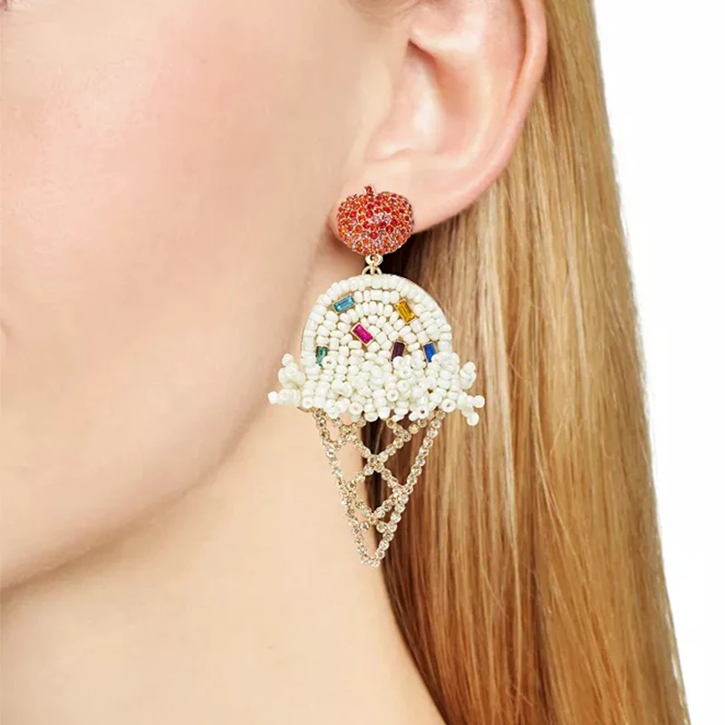 Ice Cream Cone Drop Earrings for Women Crystal Beaded Earrings Korean Long Earring Pendientes Largos Trendy Jewelry 2019
Ice Cream Cone Drop Earrings for Women Crystal Beaded Earrings Korean Long Earring Pendientes Largos Trendy Jewelry 2019