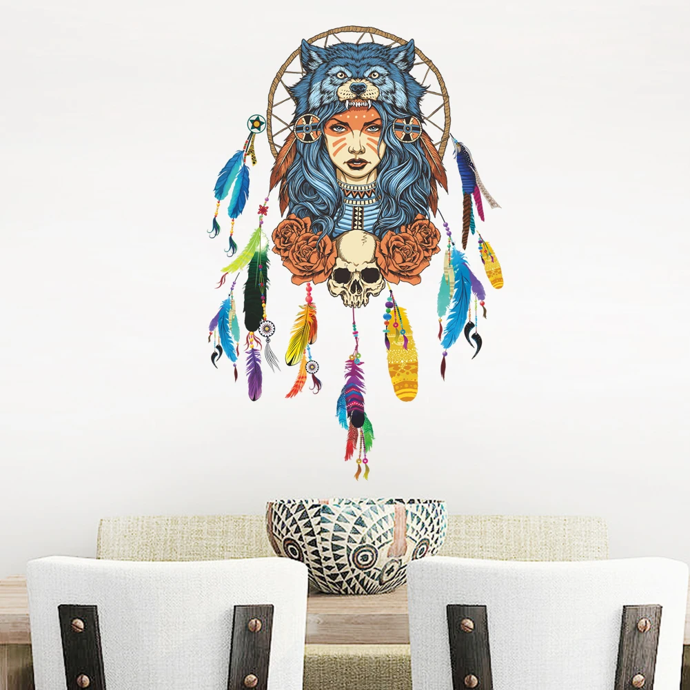 Creative Dream Catcher Feather Wolf Girl Bedroom Decorations Removable Living Room Home Decor Decal Mural Art
Creative Dream Catcher Feather Wolf Girl Bedroom Decorations Removable Living Room Home Decor Decal Mural Art