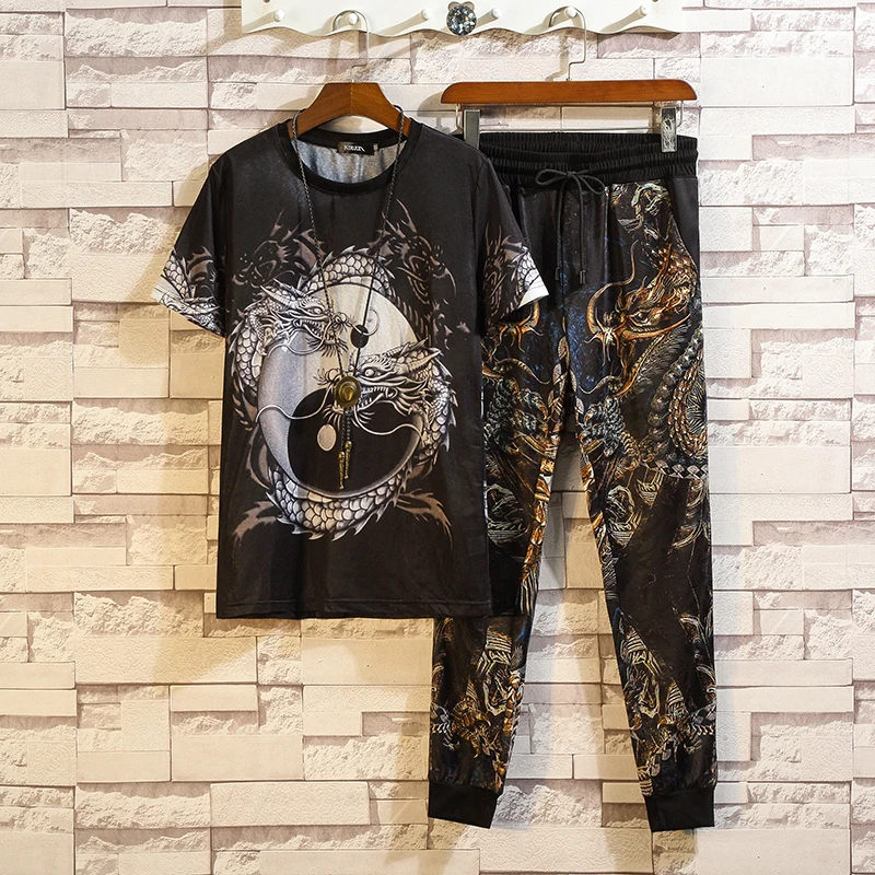 2019 New Summer Short Sleeve Sets Men Printing Suits Man Chinese Style Tracksuit Male Tshirt Sportswear Jogger Trousers 6XL 7XL
2019 New Summer Short Sleeve Sets Men Printing Suits Man Chinese Style Tracksuit Male Tshirt Sportswear Jogger Trousers 6XL 7XL