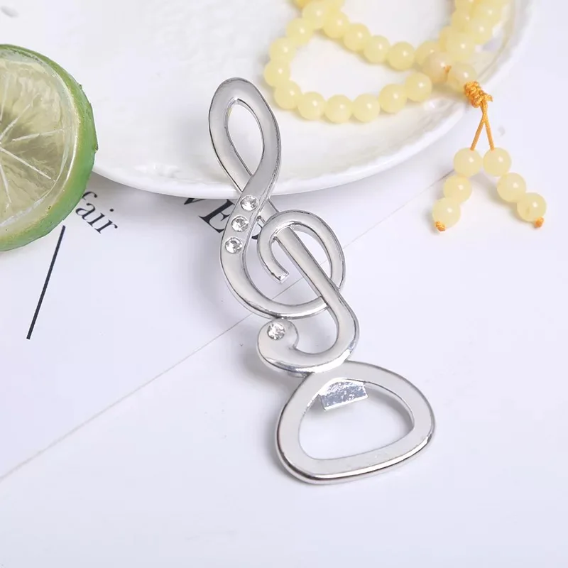 

50pcs/lot new arriva wedding small gifts for guests bridal shower favors zinc alloy music note beer bottle opener