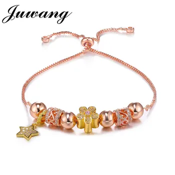 JUWANG Brand Women Charm Bracelet & Bangle for Woman Girl Star Pendant Flower Rose Gold Color Charm Beads Bracelet Party Jewelry 
JUWANG Brand Women Charm Bracelet & Bangle for Woman Girl Star Pendant Flower Rose Gold Color Charm Beads Bracelet Party Jewelry