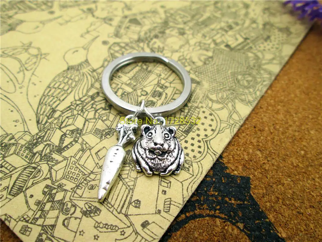 3pcs/lot 28mm stainless steel Keyring antique silver Guinea Pig Pendant, Carrot charm, Food for Guinea Pig keyring
3pcs/lot 28mm stainless steel Keyring antique silver Guinea Pig Pendant, Carrot charm, Food for Guinea Pig keyring