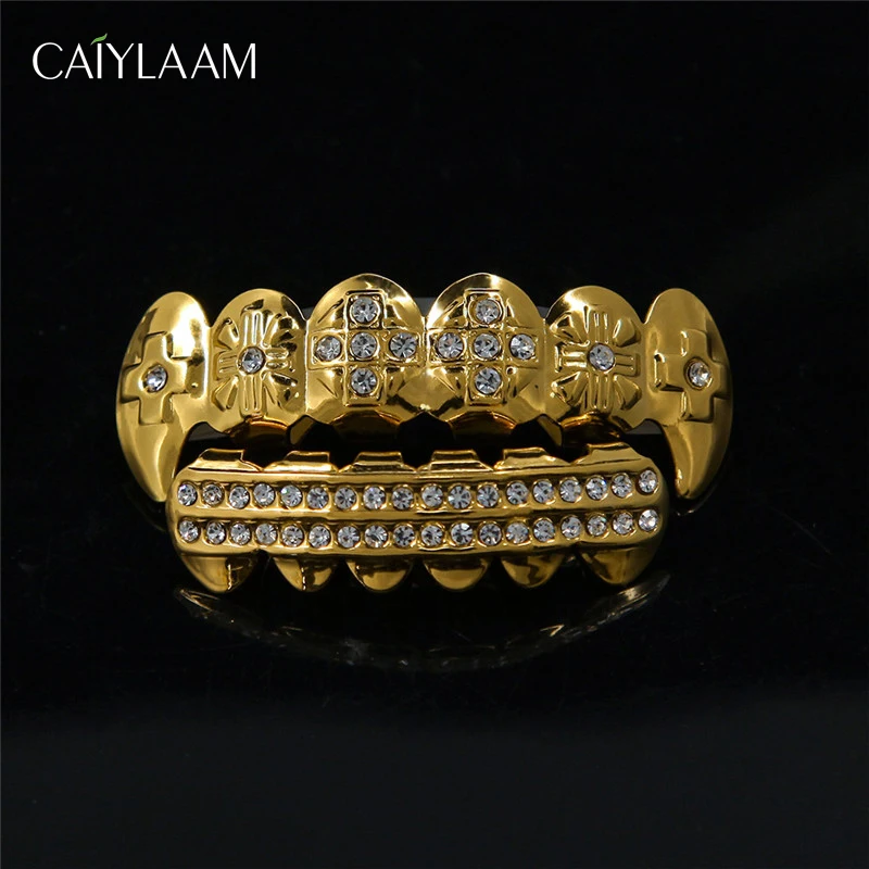 CAIYLAAM Punk Style Copper Bucktooth Grills for Rapper Hip Hop Jewelry Crystal Dental Grills Tusk 24K Gold Color Jewelry Gift
CAIYLAAM Punk Style Copper Bucktooth Grills for Rapper Hip Hop Jewelry Crystal Dental Grills Tusk 24K Gold Color Jewelry Gift