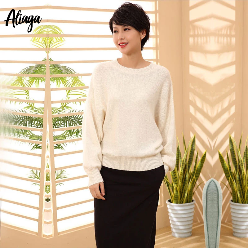 100% Pure Cashmere Sweater Women Korean Styles Autumn Winter Batwing Sleeves Loose Knitted Oversize Ladies White Pullover
100% Pure Cashmere Sweater Women Korean Styles Autumn Winter Batwing Sleeves Loose Knitted Oversize Ladies White Pullover