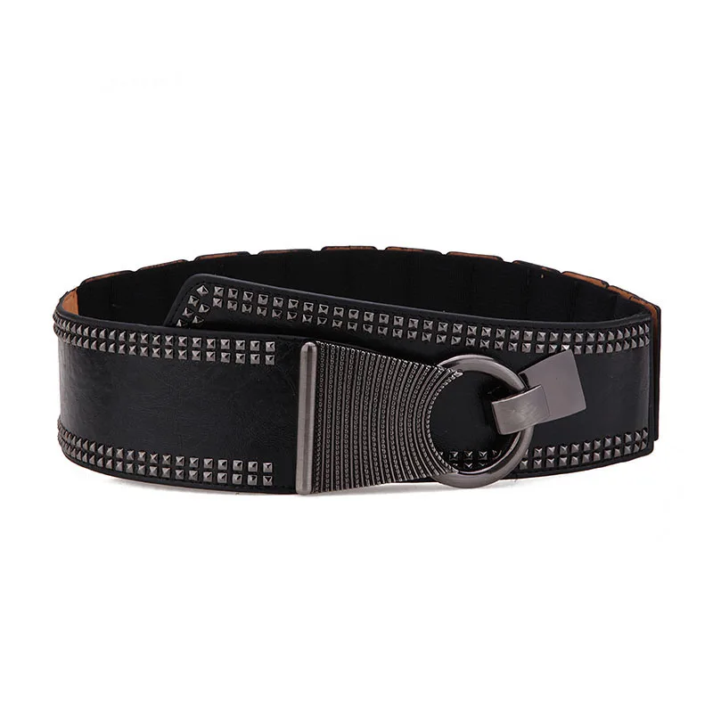 European Style Cummerbunds for women Punk Rocker Wide Belts for Women Elastic Wide Women Belts Metal Round Buckle
European Style Cummerbunds for women Punk Rocker Wide Belts for Women Elastic Wide Women Belts Metal Round Buckle