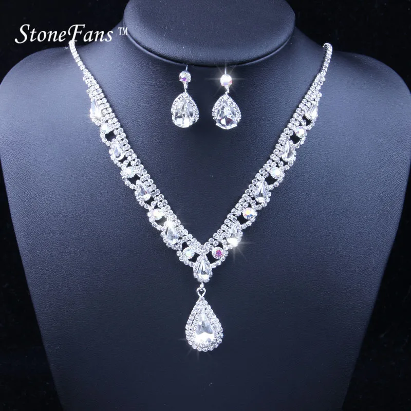 StoneFans Crystal Ab Charm Water Drop Necklace Earrings Set For Femme Party Waterdrop Rhinestone Earrings Set Birthday Gifts U70
StoneFans Crystal Ab Charm Water Drop Necklace Earrings Set For Femme Party Waterdrop Rhinestone Earrings Set Birthday Gifts U70