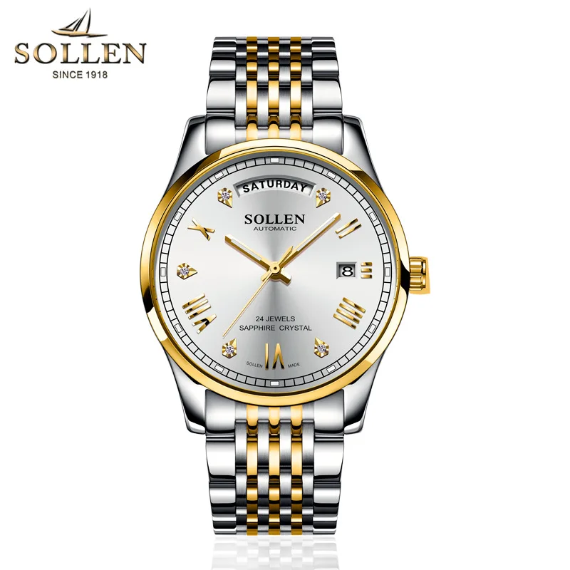 SOLLEN Fashion Luxury Brand Full Steel Tourbillon Watch Automatic Men Wristwatch Men Mechanical Steel Watches Relogio Masculino
SOLLEN Fashion Luxury Brand Full Steel Tourbillon Watch Automatic Men Wristwatch Men Mechanical Steel Watches Relogio Masculino