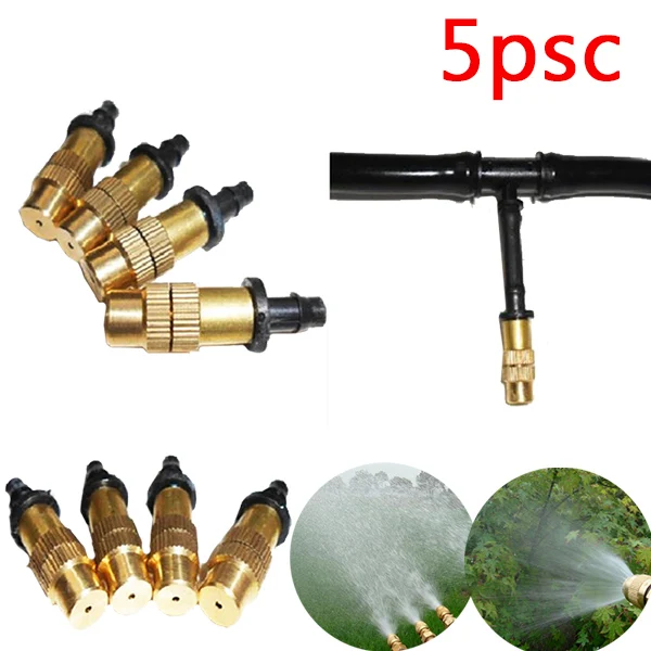 Image Garden Spray Nozzle Adjustable Brass Misting Hose Connector Outdoor Good Quality 5pcs Sprayer Sprinkler