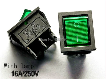 New 10PCS Big Ship type switch with lamp 6pin 16A/250V 20A/125V KCD4-202 Become warped board power switch Green
New 10PCS Big Ship type switch with lamp 6pin 16A/250V 20A/125V KCD4-202 Become warped board power switch Green