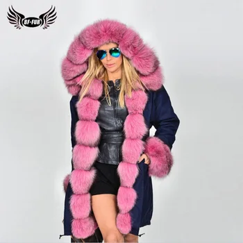 BFFUR Parka Real Fur jacket Fashion Pink 2019 Winter Fluffy Length Coat Women With Fox Fur Collar Warm Thick Warm Natural Fur
BFFUR Parka Real Fur jacket Fashion Pink 2019 Winter Fluffy Length Coat Women With Fox Fur Collar Warm Thick Warm Natural Fur
