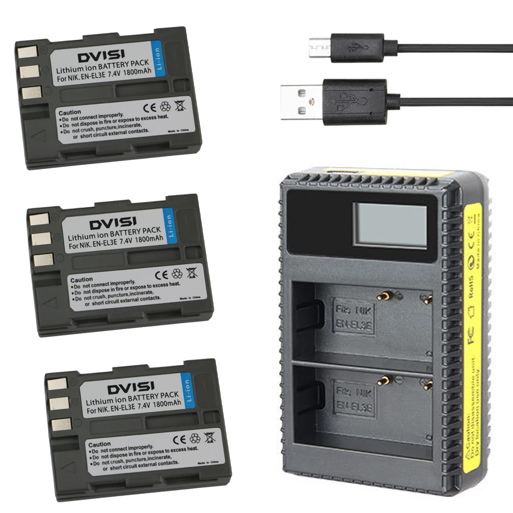 3pcs/lot DVISI EN-EL3E en-el3e Camera Battery + USB Dual LCD Charger for Nikon D70 D70S D80 D90 D100 D200 D300 D300S D700 Camera
3pcs/lot DVISI EN-EL3E en-el3e Camera Battery + USB Dual LCD Charger for Nikon D70 D70S D80 D90 D100 D200 D300 D300S D700 Camera