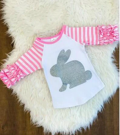 new arrival Easter baby girls print pink bunny cute striped cotton boutique top T-shirt raglans children clothes white ruffles
new arrival Easter baby girls print pink bunny cute striped cotton boutique top T-shirt raglans children clothes white ruffles