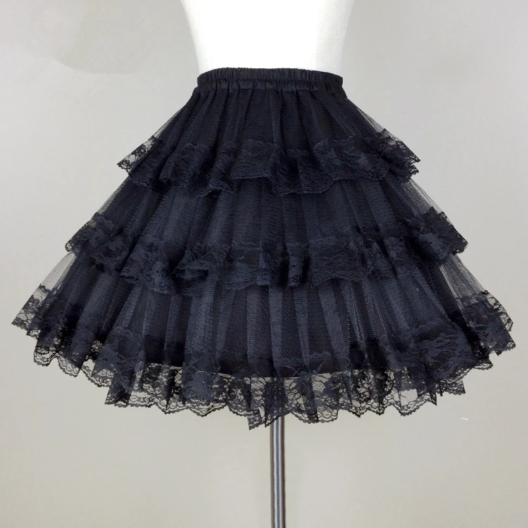 

High Quality Violent Gothic Baroque Rococo Lolita Bottom Skirt Black/White Petticoat Princess Tutu Organza Crinoline Petticoats