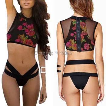 New Sexy Black Lace High Waisted Bikini Print Women Swimwear Zipper Mesh Bathing Suit Tops Tank Bodycon Bandage Swimsuit Biquini 
New Sexy Black Lace High Waisted Bikini Print Women Swimwear Zipper Mesh Bathing Suit Tops Tank Bodycon Bandage Swimsuit Biquini
