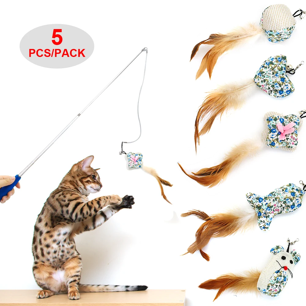 5pcs Funny Cat Wands Toy Pet Feather Teaser Catnip Plush Interactive Toys With Bells For Cats Kitten
5pcs Funny Cat Wands Toy Pet Feather Teaser Catnip Plush Interactive Toys With Bells For Cats Kitten