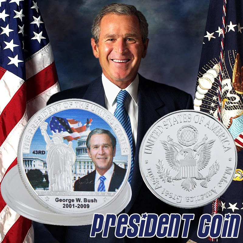 WR Limited Edition Metal American Statue of Liberty Coin Novelty Silver Plated The US President George W. Bush Art Crafts 40x3mm
WR Limited Edition Metal American Statue of Liberty Coin Novelty Silver Plated The US President George W. Bush Art Crafts 40x3mm