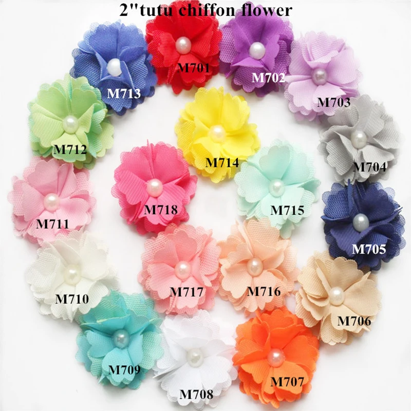 

200 pcs/lot , 2'' headbands flowers, shabby flowers ,tutu chiffon flowers 18 colors