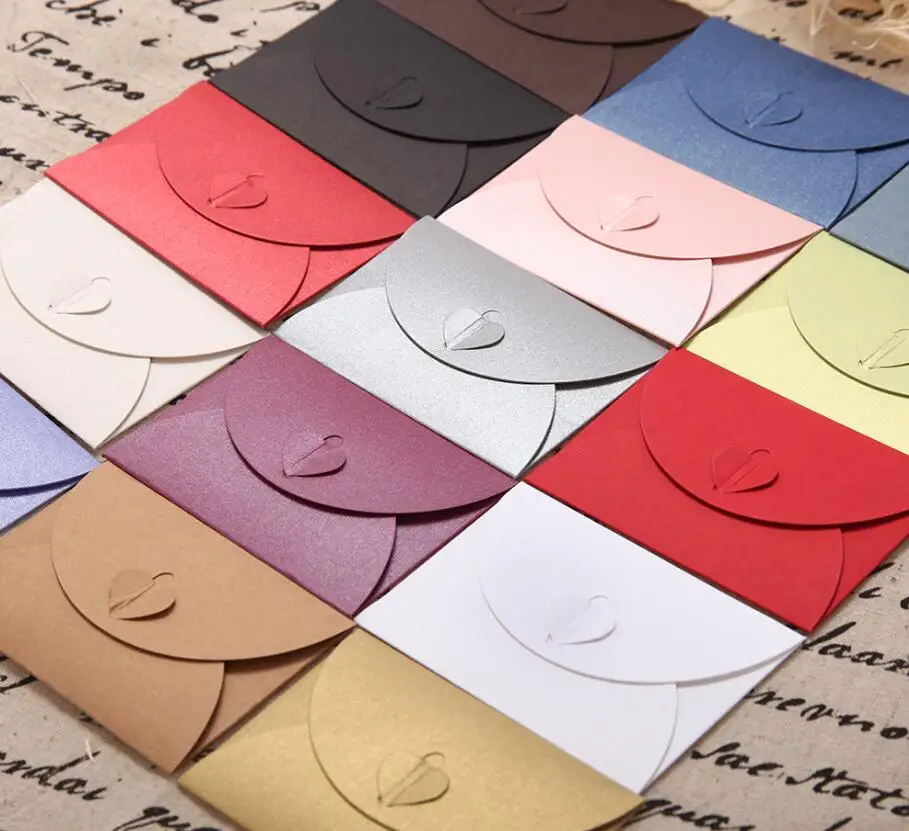100pcs/lot Colorful Paper Envelope Pearl Colored Heart Clasp Envelopes Wedding Invitation Envelope Gift DIY Envelopes 10.5*7.2cm
100pcs/lot Colorful Paper Envelope Pearl Colored Heart Clasp Envelopes Wedding Invitation Envelope Gift DIY Envelopes 10.5*7.2cm