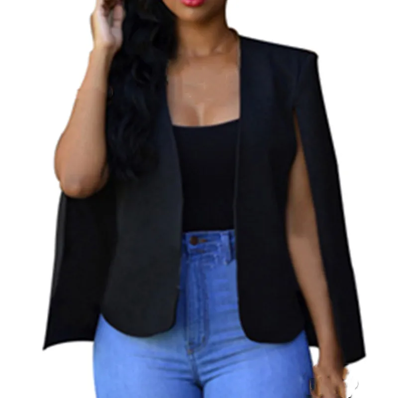 New Fashion Women Polyester Cloak Coat Black Suit Long Sleeve Lapel Cape Split Poncho Solid Jacket W3
New Fashion Women Polyester Cloak Coat Black Suit Long Sleeve Lapel Cape Split Poncho Solid Jacket W3