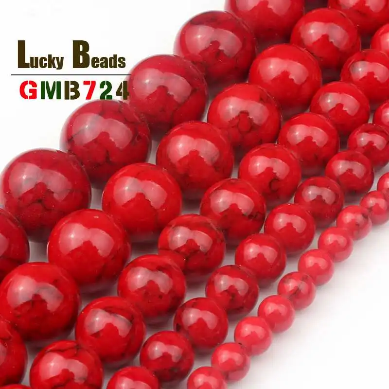 Synthesis Red Turquoises Stone Beads Round Loose Beads For Jewelry Making DIY Bracelets Necklace Accessories 15'' 4/6/8/10/12mm
Synthesis Red Turquoises Stone Beads Round Loose Beads For Jewelry Making DIY Bracelets Necklace Accessories 15'' 4/6/8/10/12mm