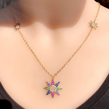 Luxury Big Star Pendant Necklaces Full Colorful Cubic Zirconia Gold Color Chain boho statement necklace women fashion CZ jewelry
Luxury Big Star Pendant Necklaces Full Colorful Cubic Zirconia Gold Color Chain boho statement necklace women fashion CZ jewelry