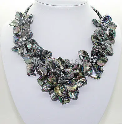 YH@CS >>natural Black pearl black shell mother of pearl 7 flower pendant necklace 18
YH@CS >>natural Black pearl black shell mother of pearl 7 flower pendant necklace 18