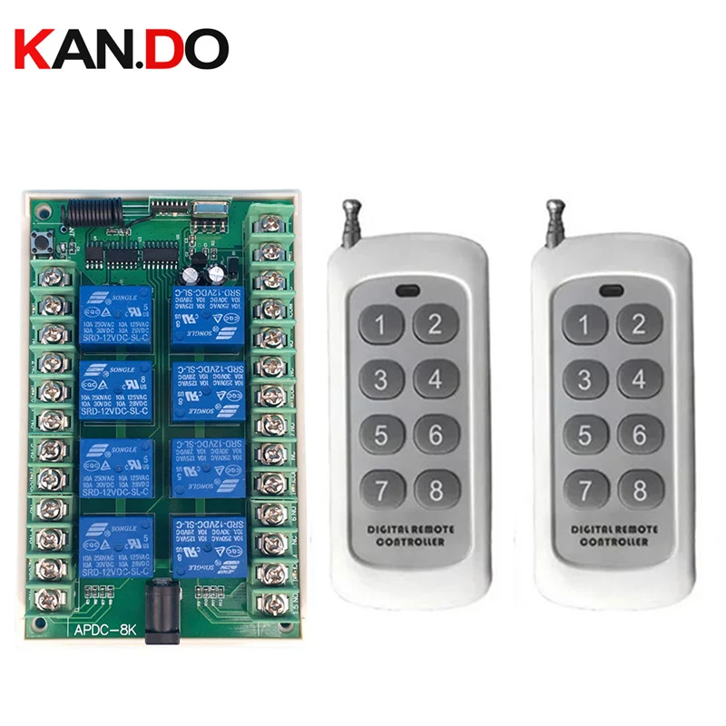 500m DC 12V 24V 8CH 8 CH Wireless Remote Control LED Light Switch Relay Output Radio RF Transmitter And 315/433 MHz Receiver
500m DC 12V 24V 8CH 8 CH Wireless Remote Control LED Light Switch Relay Output Radio RF Transmitter And 315/433 MHz Receiver