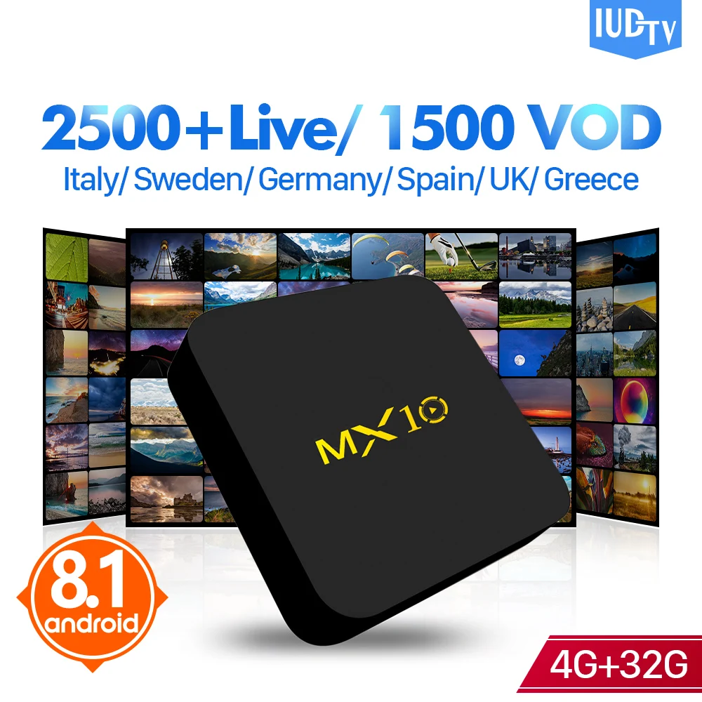 IPTV Sweden Box MX10 Android 9.0 4G 32G TV Receivers with IUDTV IPTV Subscription UK Germany Spain Portugal Turkey Sweden IPTV
IPTV Sweden Box MX10 Android 9.0 4G 32G TV Receivers with IUDTV IPTV Subscription UK Germany Spain Portugal Turkey Sweden IPTV