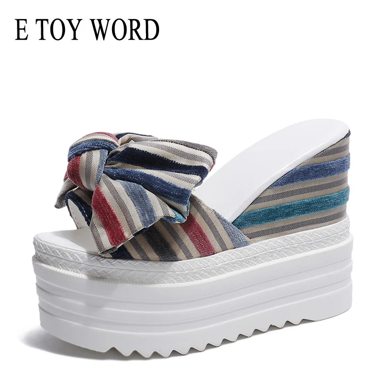 E TOY WORD Women Bowknot Platform slippers Fashion Sexy Super High Heel 12 CM Slippers Lady Peep Toe Korean Summer Women Shoes
E TOY WORD Women Bowknot Platform slippers Fashion Sexy Super High Heel 12 CM Slippers Lady Peep Toe Korean Summer Women Shoes