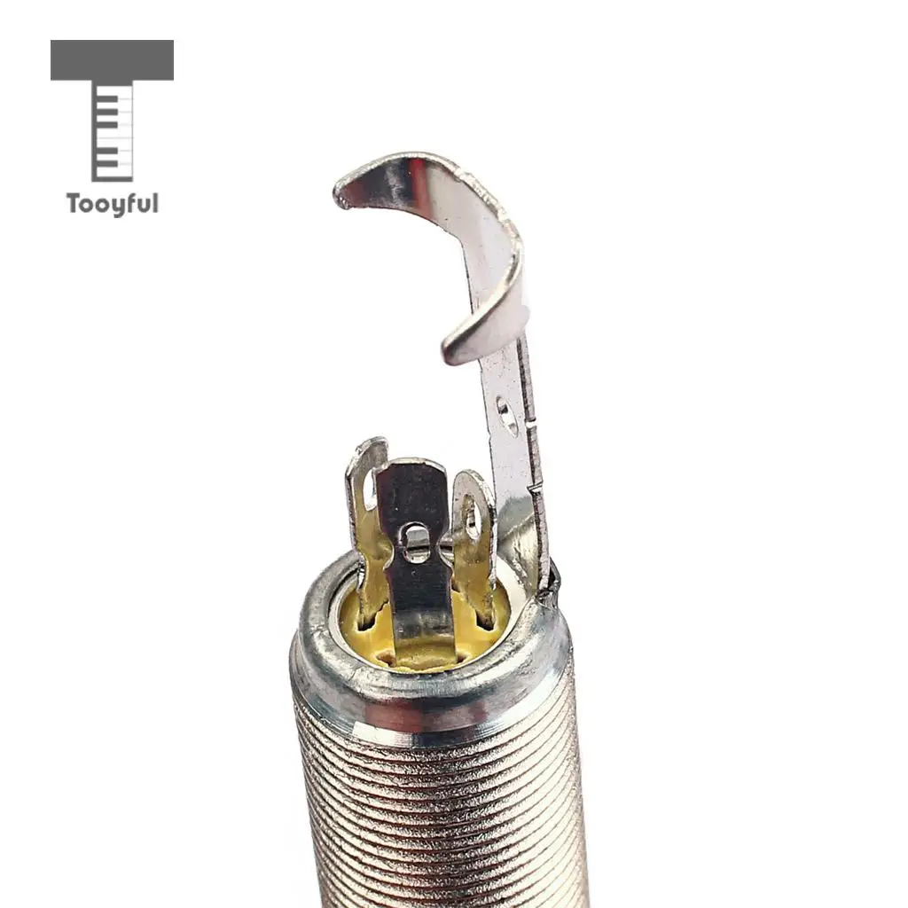 Tooyful Cylinder Guitar End Pin Output Jack 1/4'' Stereo Jack Socket for Guitar Bass Mandolin