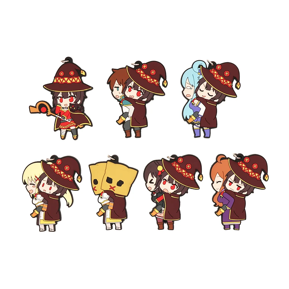 Konosuba Kono Subarashii Sekai ni Syukufuku Wo аниме Megumin Aqua темнота Yunyun Kazuma Wiz CharaRide резиновый брелок |