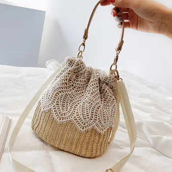 New Drawstring Women's Straw Bucket Bag Summer Woven Shoulder Bags Shopping Purse Beach Handbag Straw Handbags Travel Bag 
New Drawstring Women's Straw Bucket Bag Summer Woven Shoulder Bags Shopping Purse Beach Handbag Straw Handbags Travel Bag