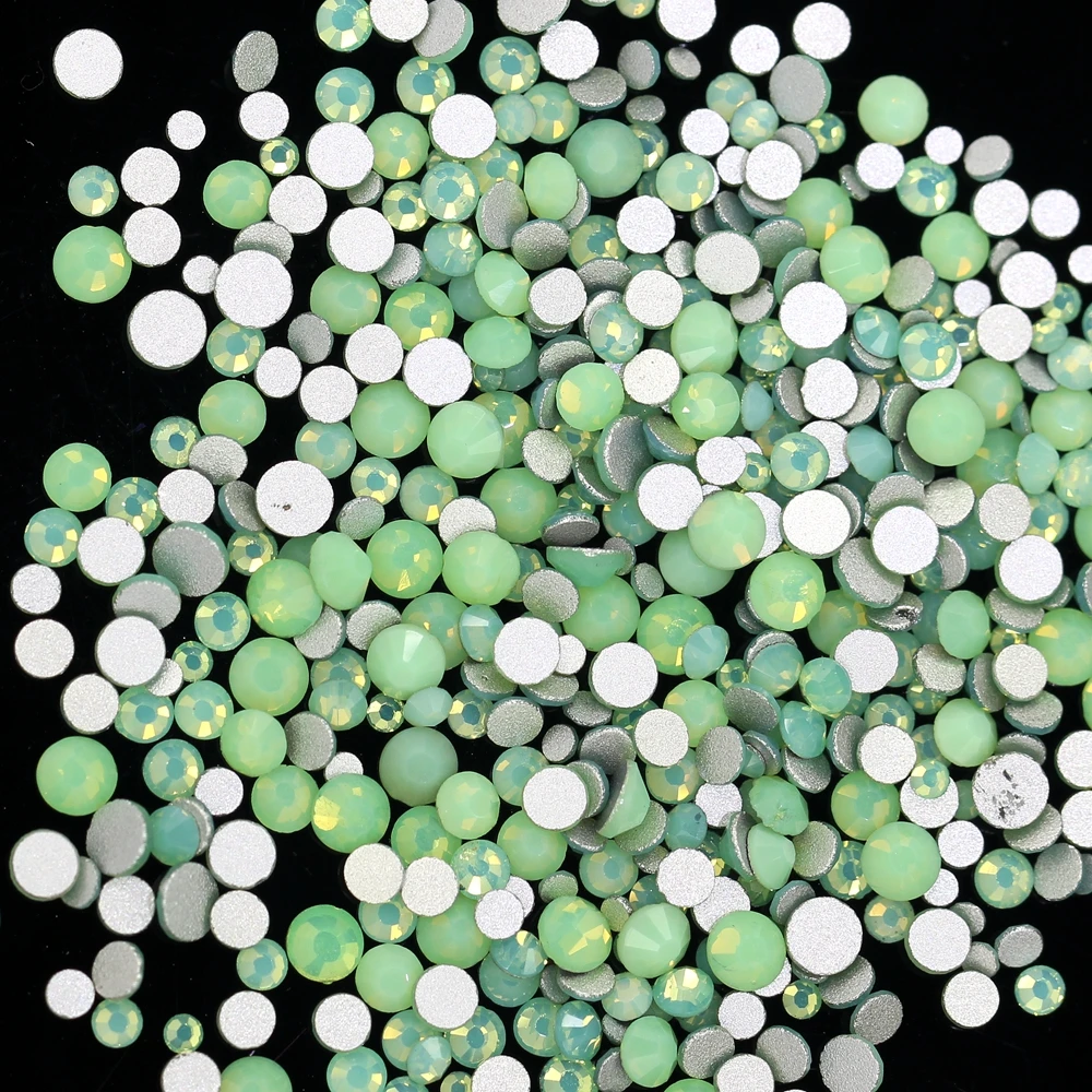 

Green Opal Many Size Non Hotfix Crystal Rhinestones For Nails Art Glue On Glass Stones Wedding Dresses DIY Nail Art Decoration