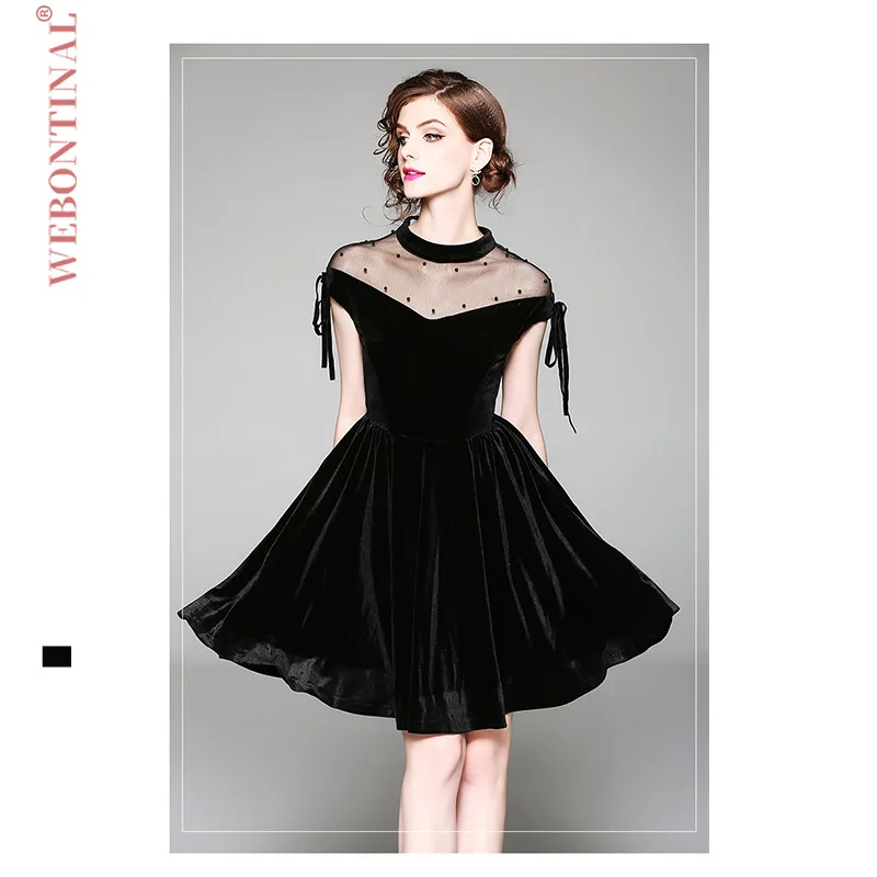 WEBONTINAL Summer Dress Fashion Slimming Mesh Stitching Velvet Large Swing Sexy Women Dress Ladies Dresses Party Vestidos
WEBONTINAL Summer Dress Fashion Slimming Mesh Stitching Velvet Large Swing Sexy Women Dress Ladies Dresses Party Vestidos