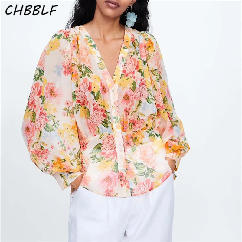 CHBBLF women elegant floral print chiffon blouse V neck long lantern sleeve transparent shirt female stylish tops blusas C9726
CHBBLF women elegant floral print chiffon blouse V neck long lantern sleeve transparent shirt female stylish tops blusas C9726