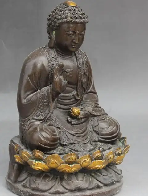 S0692 11" Tibet Buddhism Bronze Gilt Shakyamuni Amitabha Buddha Buddha Robe Statue
S0692 11" Tibet Buddhism Bronze Gilt Shakyamuni Amitabha Buddha Buddha Robe Statue