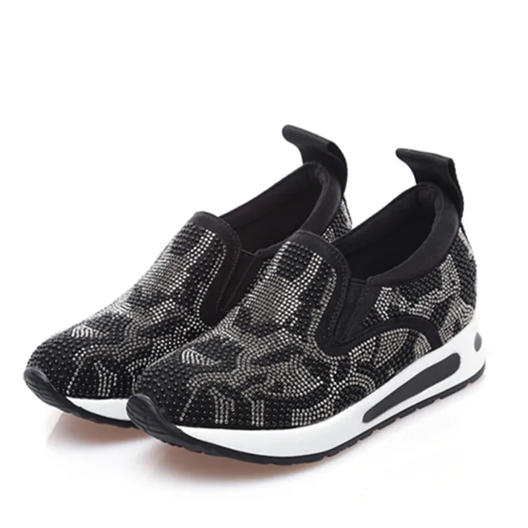 Womens Girls Slip On Diamante Rhinestones Crystal Hidden Wedge Heel Sneakers loafers Sport Shoes Black White A791
Womens Girls Slip On Diamante Rhinestones Crystal Hidden Wedge Heel Sneakers loafers Sport Shoes Black White A791