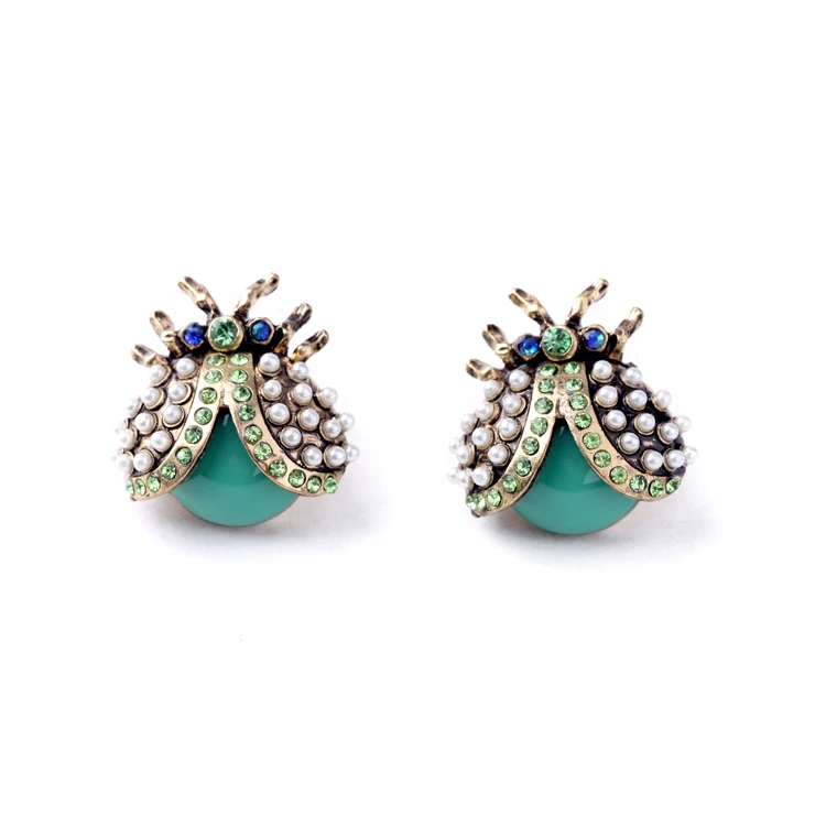 Cute Ladybird Chic Small Earring Accessories Insect Design Pierced Rhinestone Created Pearl Green Earring 2015 New
Cute Ladybird Chic Small Earring Accessories Insect Design Pierced Rhinestone Created Pearl Green Earring 2015 New