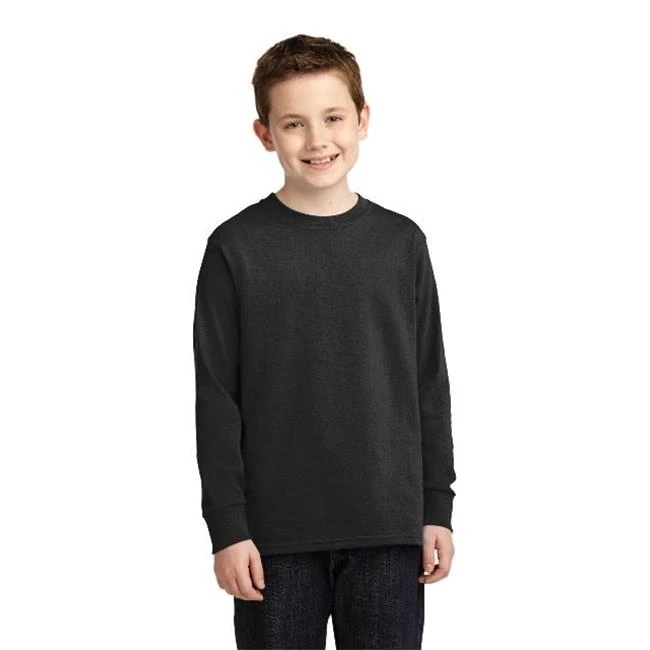 Port & Company PC54YLS Youth Long Sleeve Core Cotton Tees Jet Black - Small