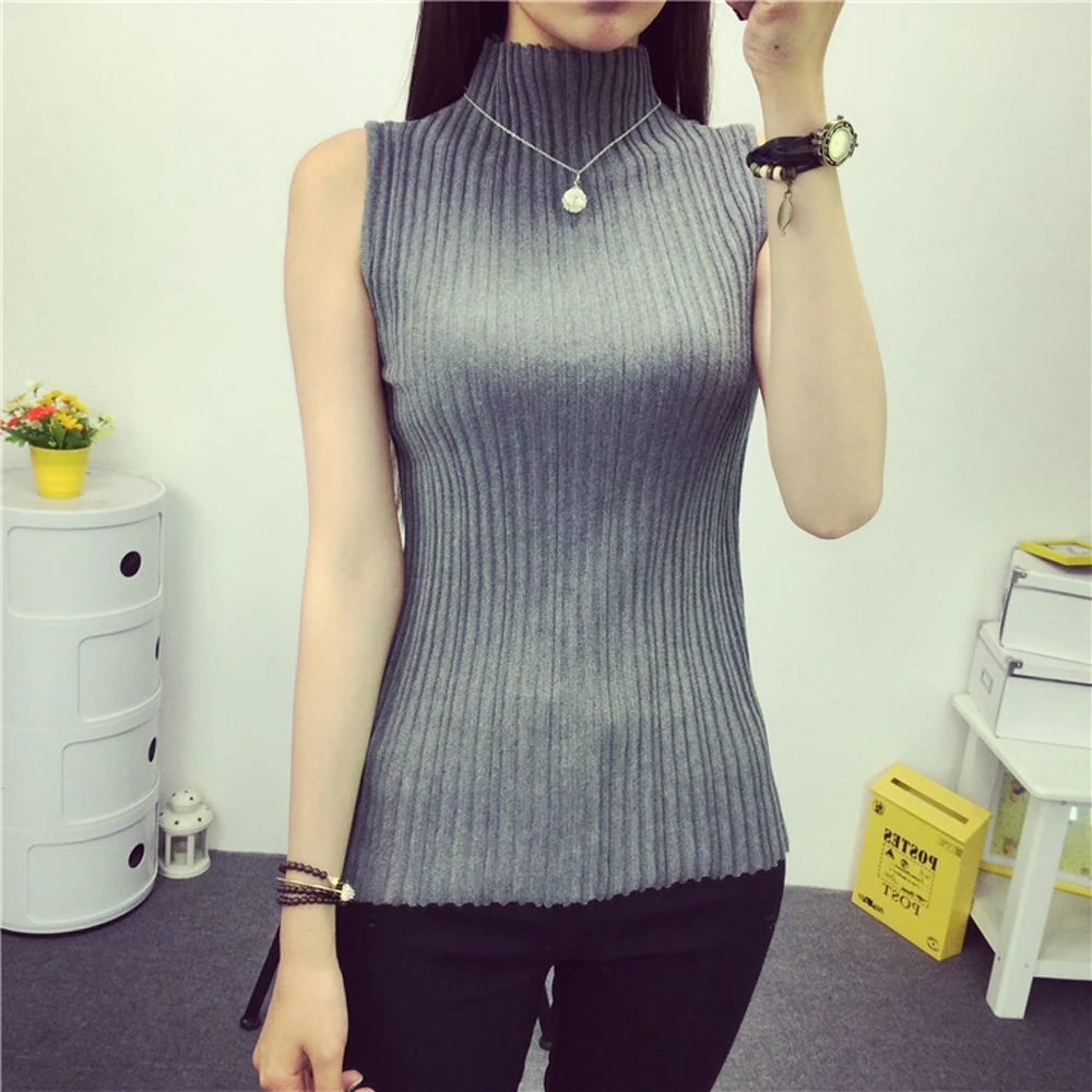 2018 Spring Summmer Women Tank High Neck Cotton Elastic Knitted Tops Women Fashion Sleeveless Sexy Tops Female Vest Black White
2018 Spring Summmer Women Tank High Neck Cotton Elastic Knitted Tops Women Fashion Sleeveless Sexy Tops Female Vest Black White