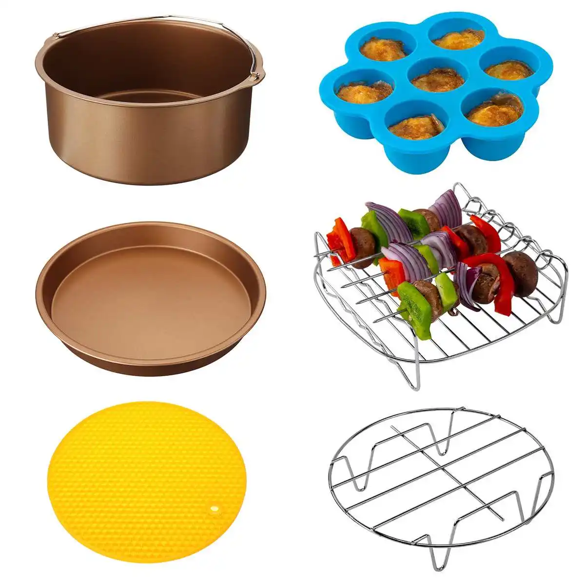 9 inch 6 Pcs Air Fryer Accessories Barrel Pizza Pan Baking Tools For Cakes For 5.3-6.8QT Air Fryer Kitchen Cooking Accessories
9 inch 6 Pcs Air Fryer Accessories Barrel Pizza Pan Baking Tools For Cakes For 5.3-6.8QT Air Fryer Kitchen Cooking Accessories