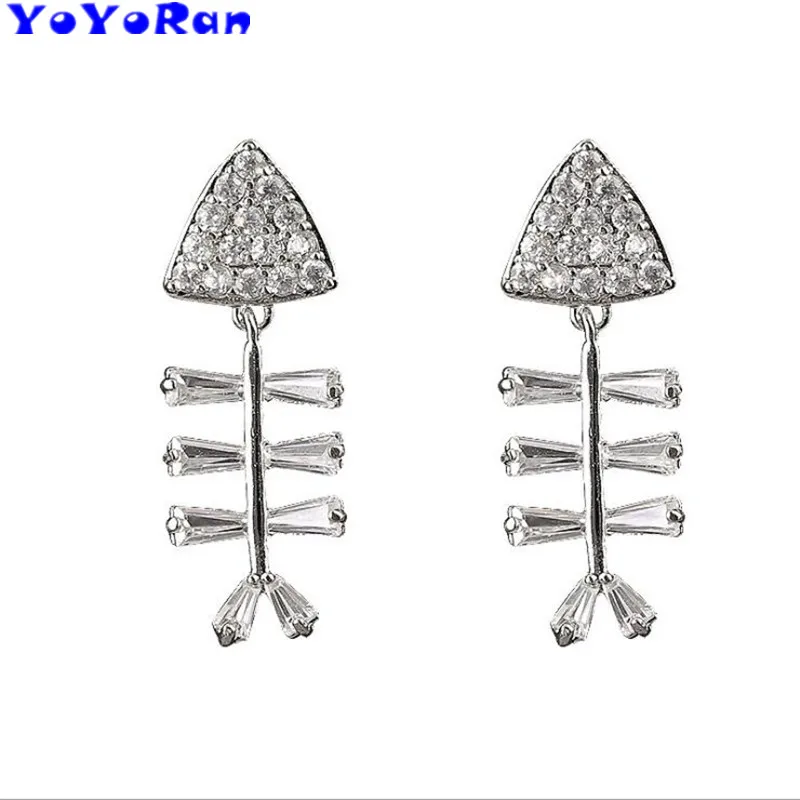YOYORan 1pair 925 silver pin crystal fish bone skeleton stud earrings for woman girl cartoon fish animal earring jewelry
YOYORan 1pair 925 silver pin crystal fish bone skeleton stud earrings for woman girl cartoon fish animal earring jewelry