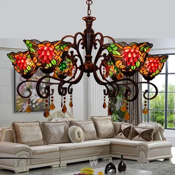 European retro Pastoral grape lamp living room master bedroom room dining room chandelier Tiffany 8 heads crystal lights e27
European retro Pastoral grape lamp living room master bedroom room dining room chandelier Tiffany 8 heads crystal lights e27