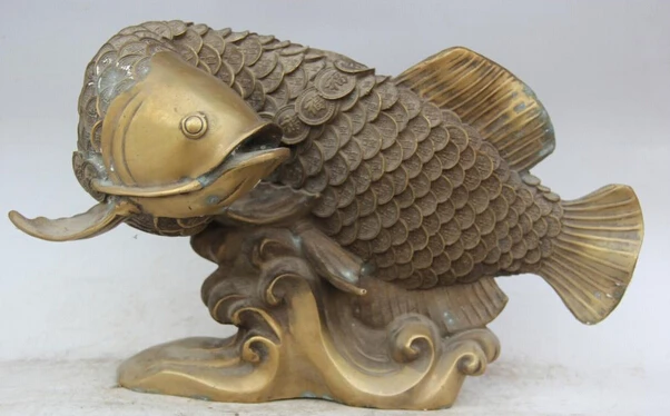 JP S0524 16 Chinese Brass Folk Wealth Money Fish barracuda goldfish Statue sculpture
JP S0524 16 Chinese Brass Folk Wealth Money Fish barracuda goldfish Statue sculpture