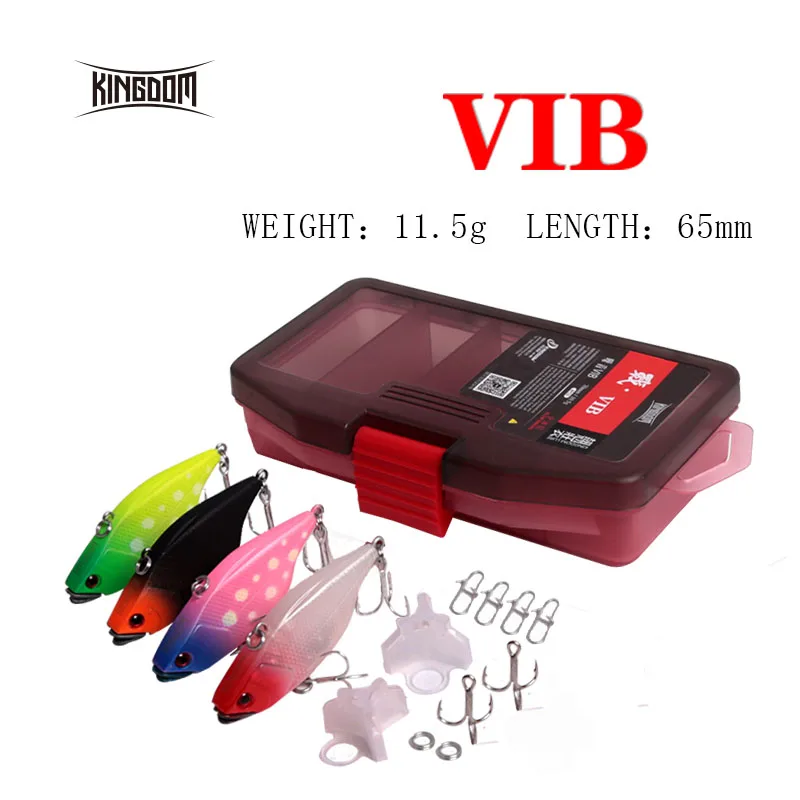 Kingdom Fishing Lure Set With Box 4pc 11.5g/65mm Slow Sinking Metal Fishing Lures VIB Sets Wobblers Model 5297TZ
Kingdom Fishing Lure Set With Box 4pc 11.5g/65mm Slow Sinking Metal Fishing Lures VIB Sets Wobblers Model 5297TZ