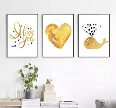 Nordic Minimalism Wall Art Canvas No Framed Golden Love Dolphin Canvas Painting Kids Living Room Kitchen Poster Decoration
Nordic Minimalism Wall Art Canvas No Framed Golden Love Dolphin Canvas Painting Kids Living Room Kitchen Poster Decoration