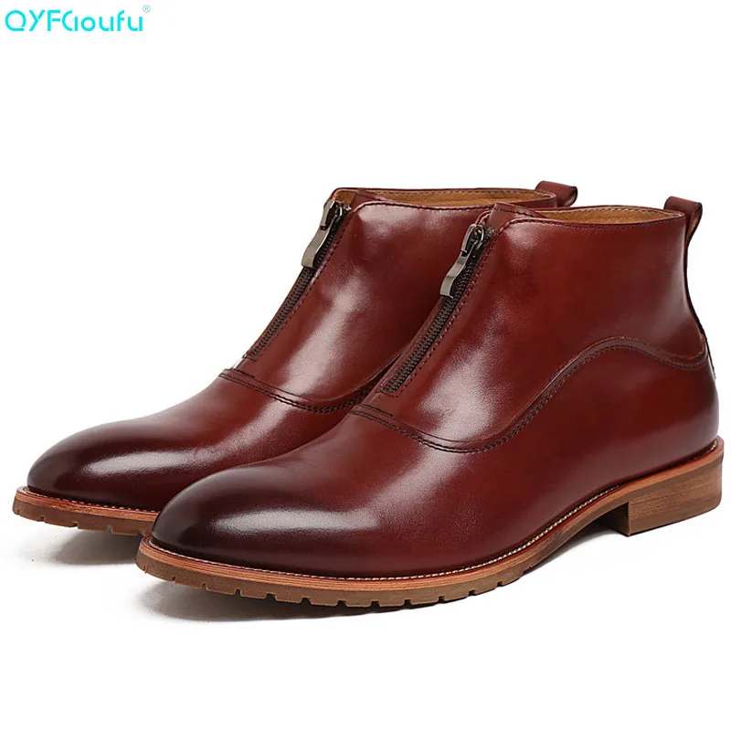 Autumn Winter Men Martin Boots Zipper Pointed Toe Chelsea Boots Genuine Leather Breathable Ankle Boots Male Shoes
Autumn Winter Men Martin Boots Zipper Pointed Toe Chelsea Boots Genuine Leather Breathable Ankle Boots Male Shoes