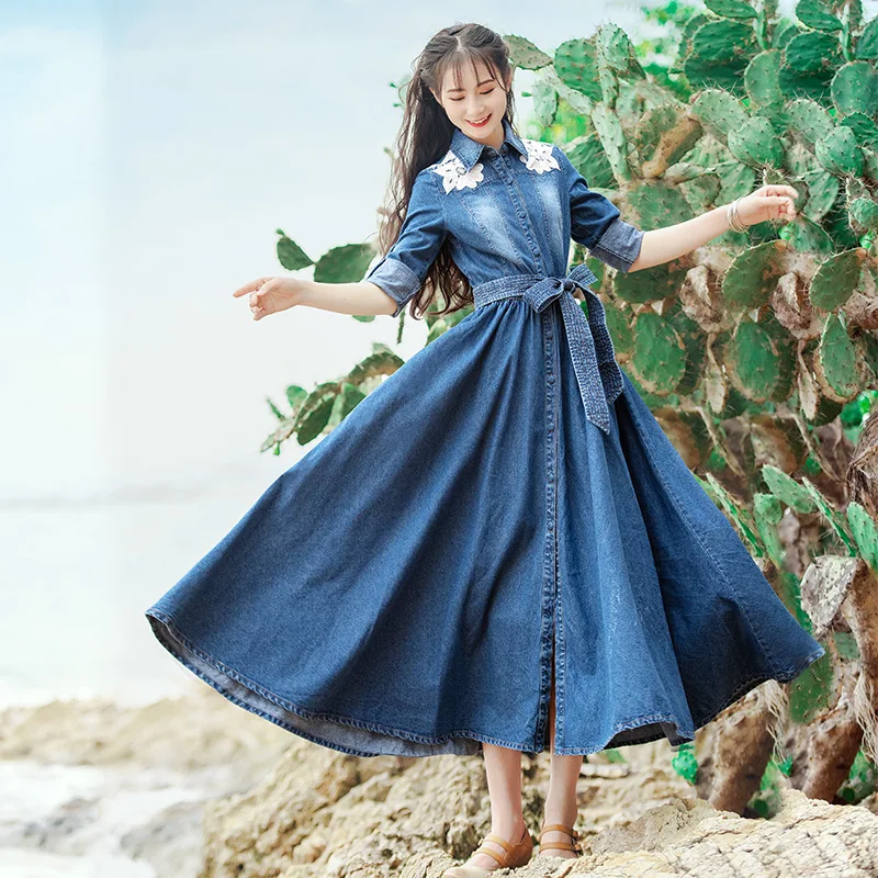 Free Shipping 2019 Boshow Women Vintage Single Breasted Denim Long Maxi Dresses Spring Autumn Wrist Sleeve Dress With Belt S-L
Free Shipping 2019 Boshow Women Vintage Single Breasted Denim Long Maxi Dresses Spring Autumn Wrist Sleeve Dress With Belt S-L