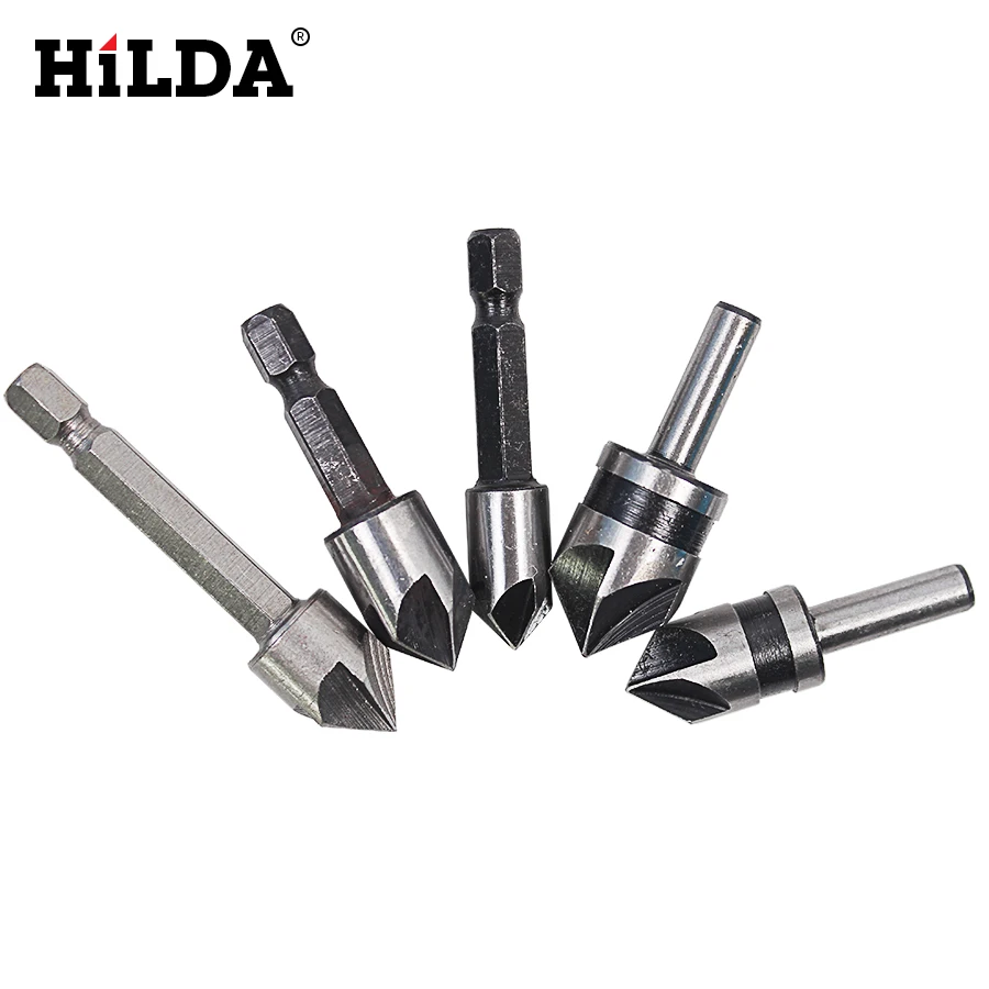 HILDA HSS Flute Countersink Drill Bit 82-90 Degree Point Angle Chamfer Chamfering Countersinking Cutter 1/4" Hex Round Shank
HILDA HSS Flute Countersink Drill Bit 82-90 Degree Point Angle Chamfer Chamfering Countersinking Cutter 1/4" Hex Round Shank